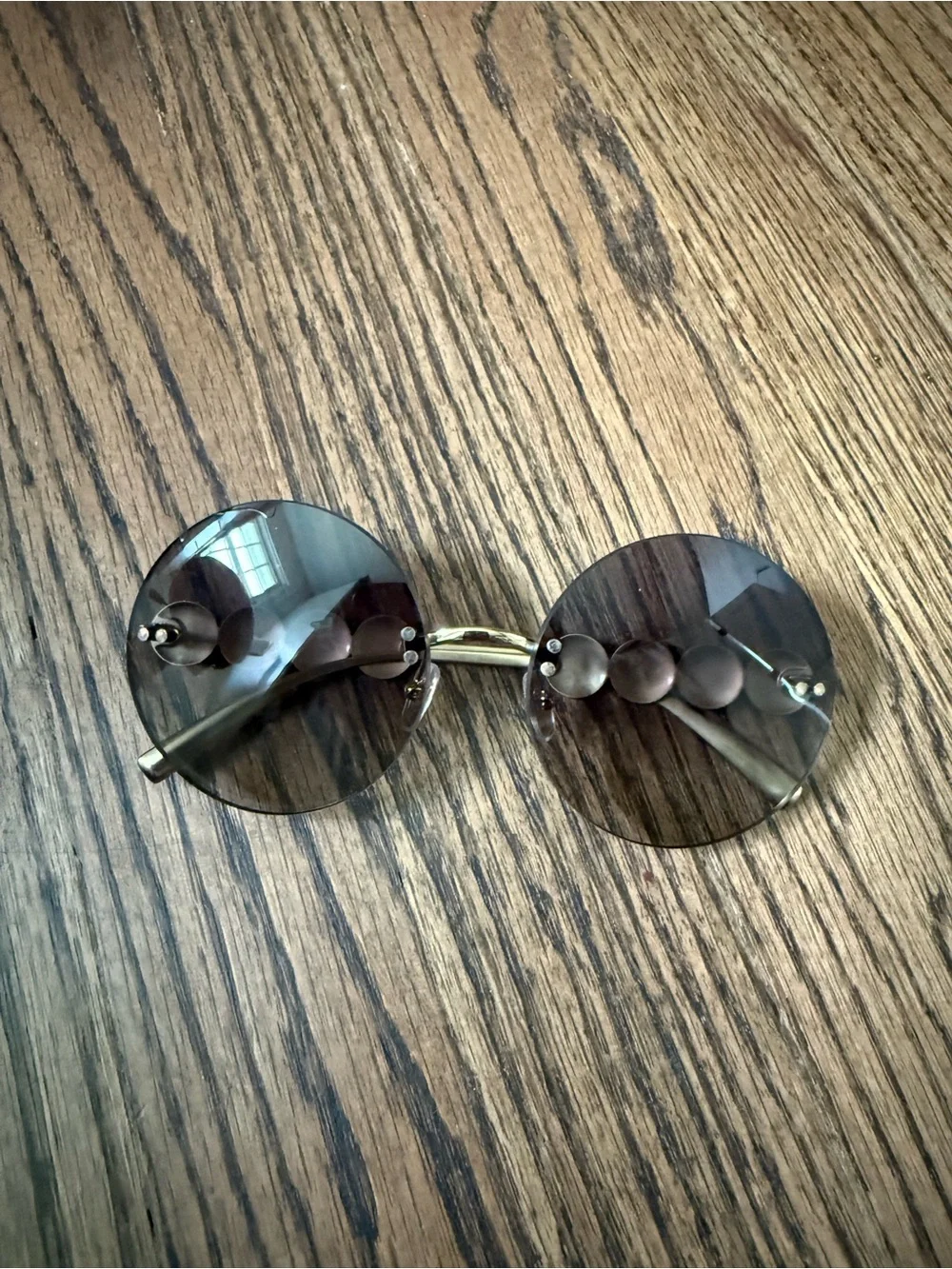 Versace Round Sunglasses with Gray Gradient Lenses and Gold Frame